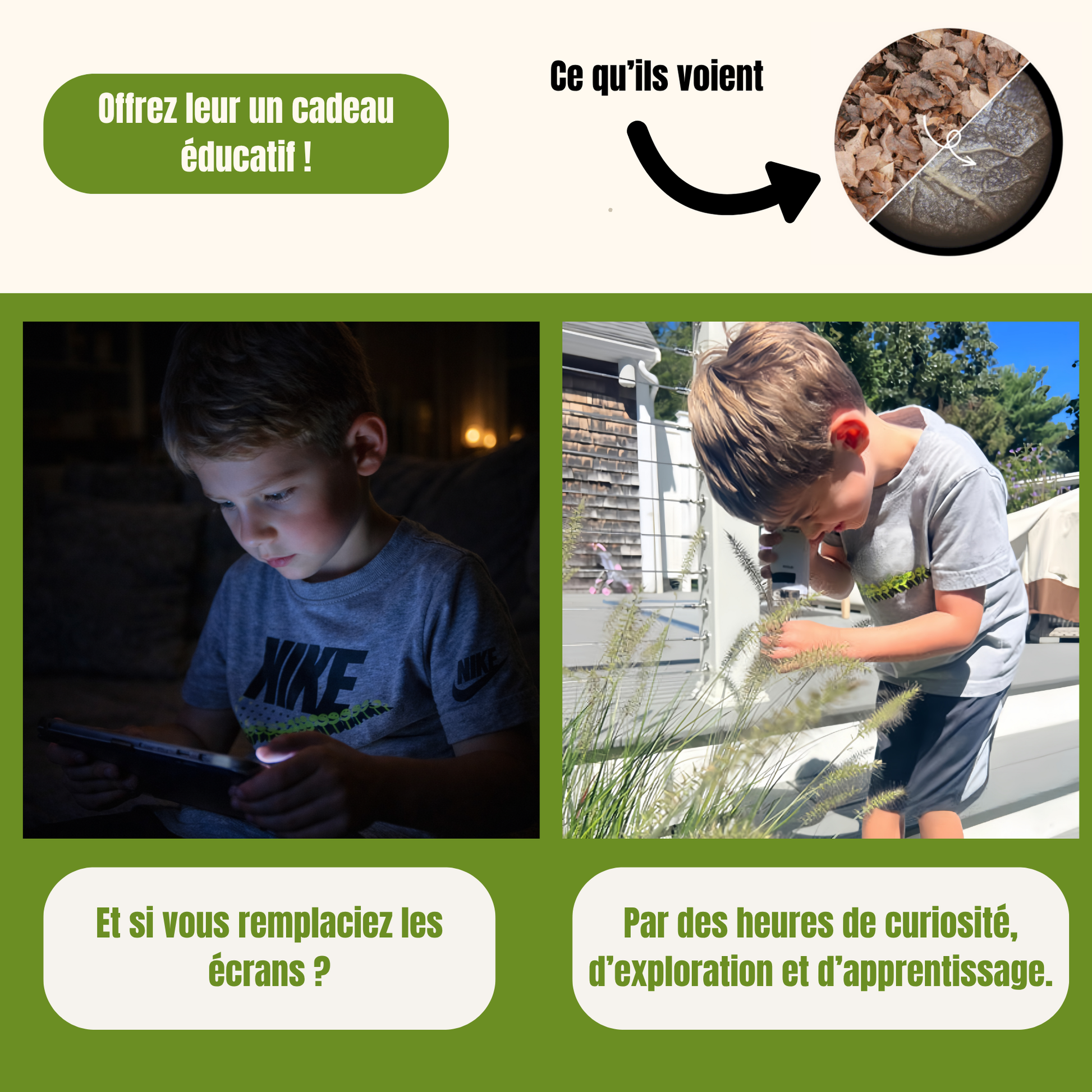 Microscope enfant Kidiscope en cours d'observation